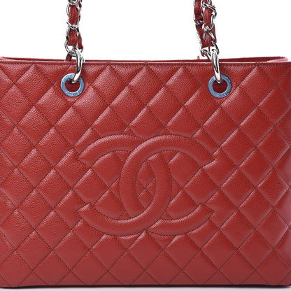 Chanel Caviar Quilted Grand Shopping Tote GST Red 8 of 11