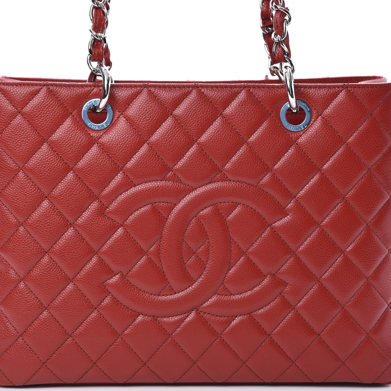 Chanel Caviar Quilted Grand Shopping Tote GST Red 8 of 11