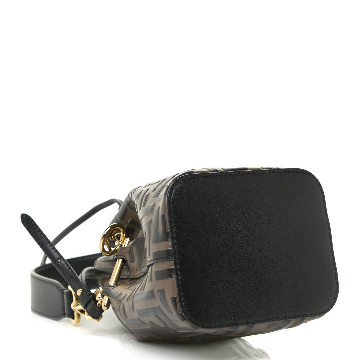 Vitello Liberty F is Fendi Bi-Color FF 1974 Embossed Mini Mon Tresor Bucket Bag Maya Black