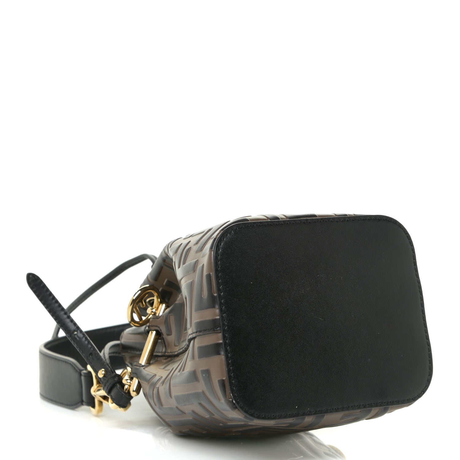 Fendi Vitello Liberty F is Fendi Bi-Color FF 1974 Embossed Mini Mon Tresor Bucket Bag Maya Black 3 of 13