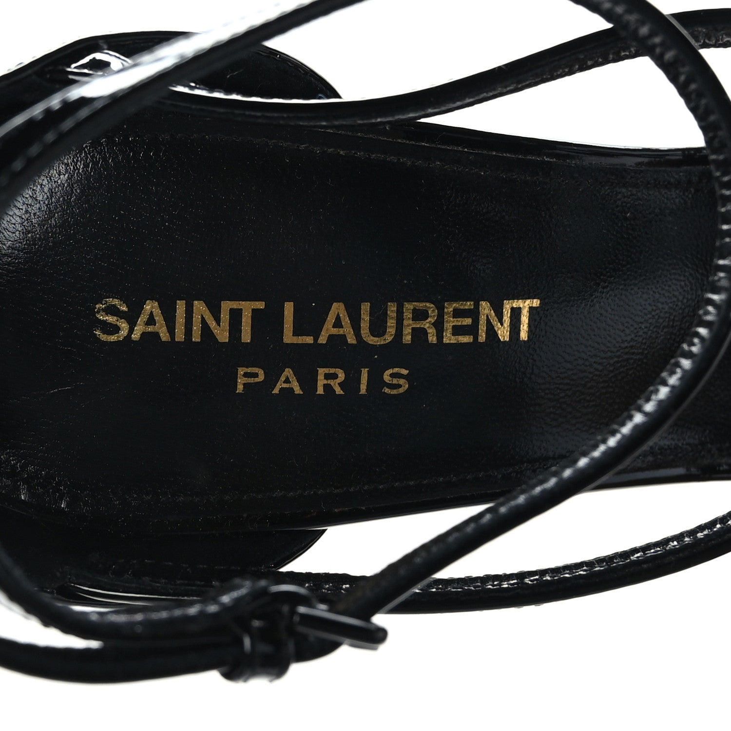 Saint Laurent Patent Cassandra 110 Ankle Strap Sandals 40 Black 7 of 7
