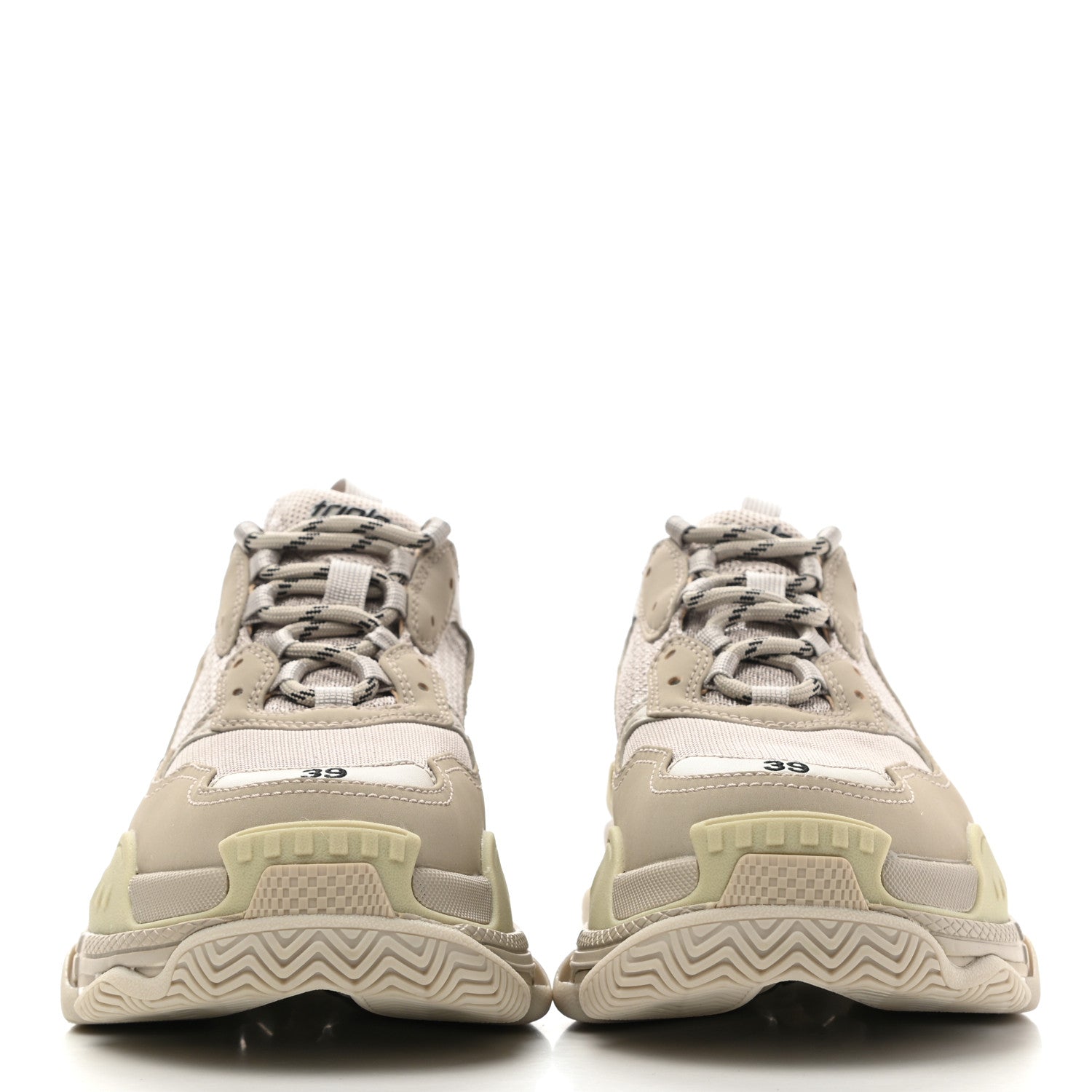 Balenciaga Fabric Mesh Womens Triple S Sneakers 39 Beige White 2 of 8