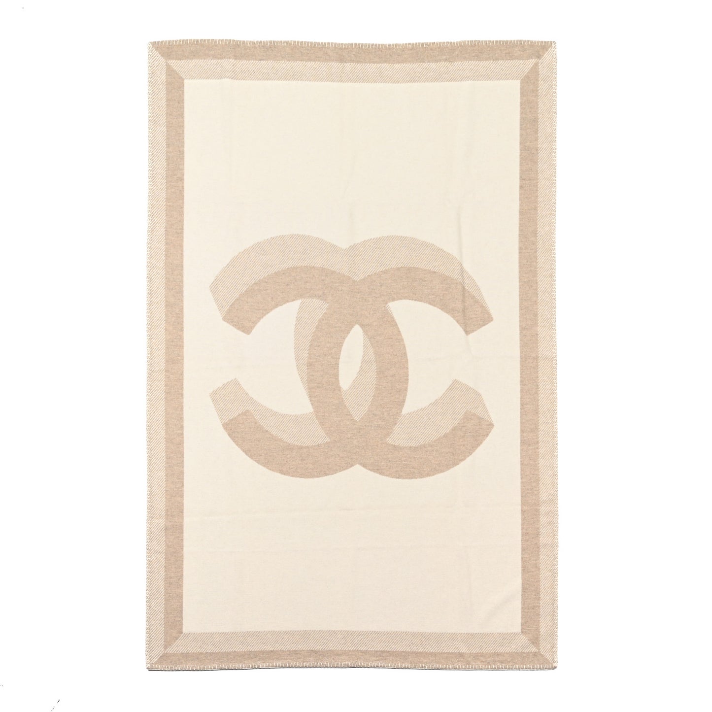 Wool Cashmere CC Throw Blanket Beige