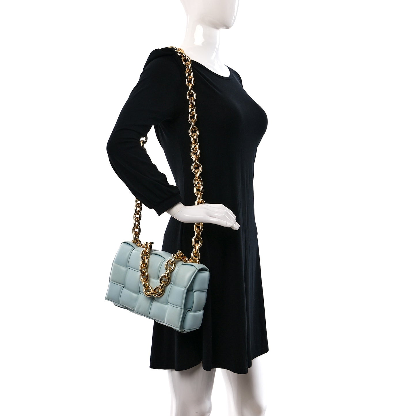 Lambskin Maxi Intreccio Padded Chain Cassette Crossbody Bag Spearmint