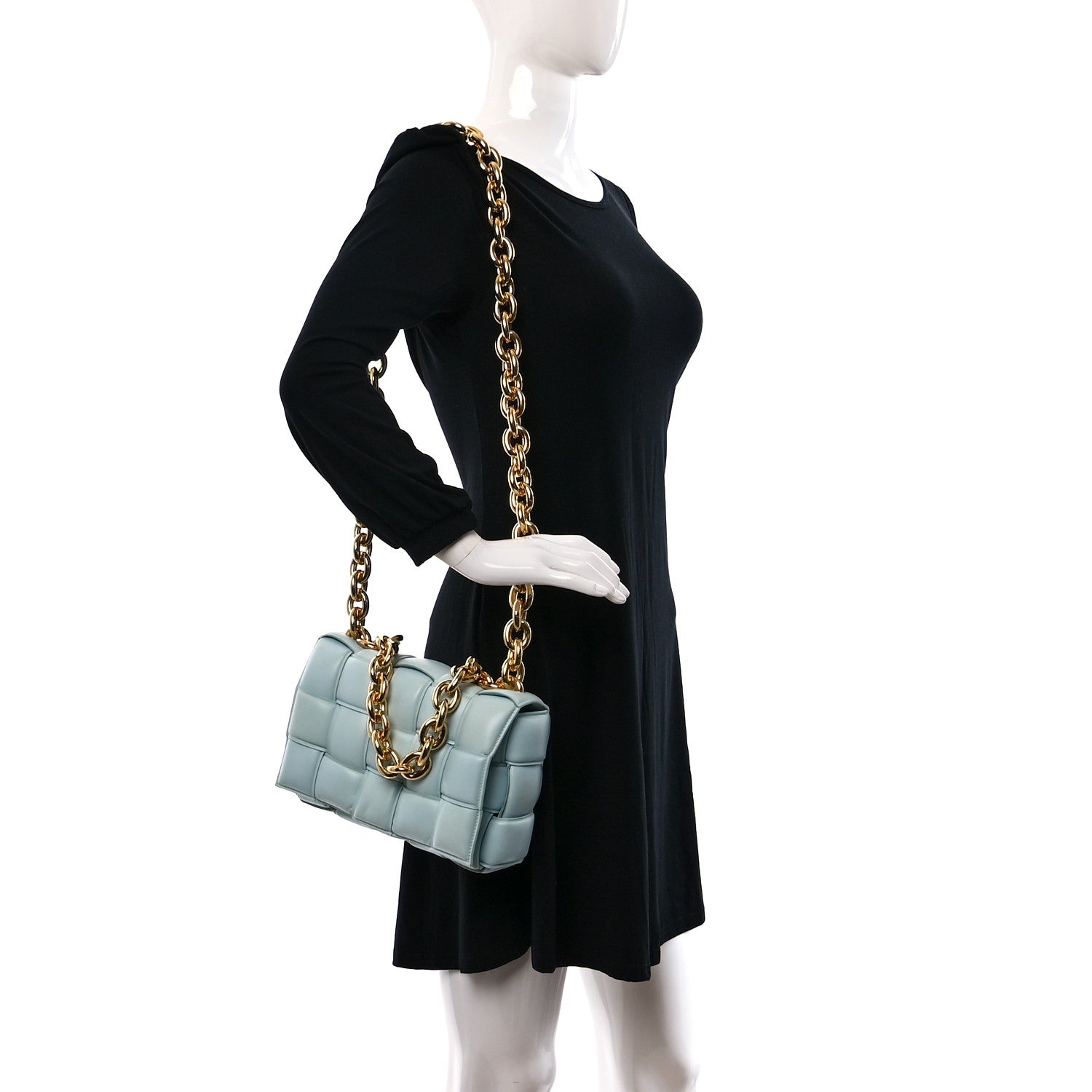 Bottega Veneta Lambskin Maxi Intreccio Padded Chain Cassette Crossbody Bag Spearmint 2 of 8