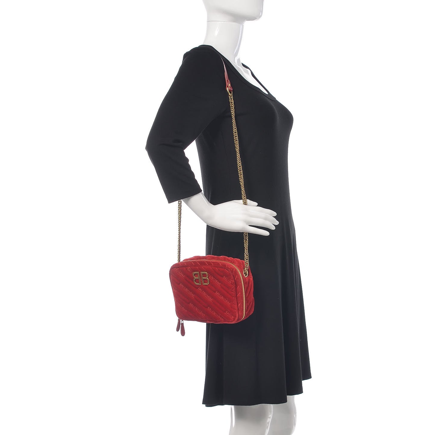 Velvet Logo Matelasse BB XS Reporter Bag Red