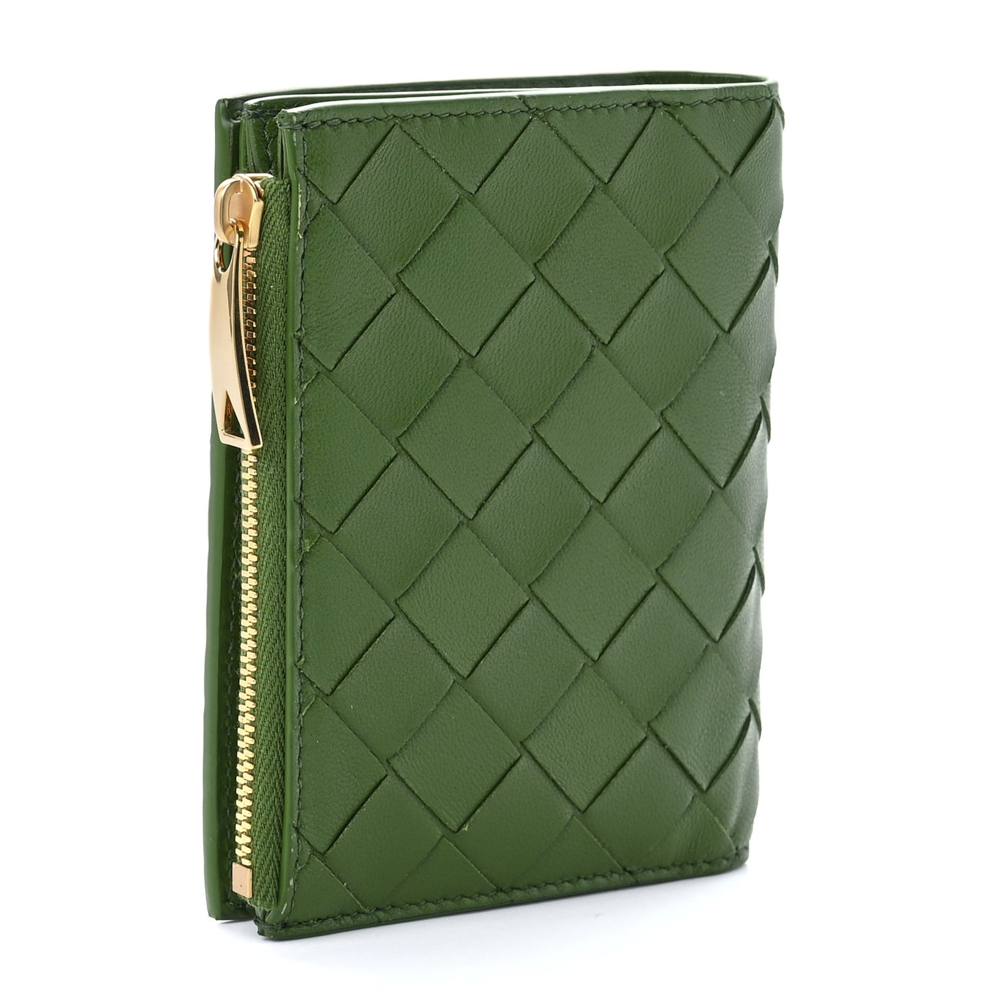 Nappa Intrecciato Card Holder Green
