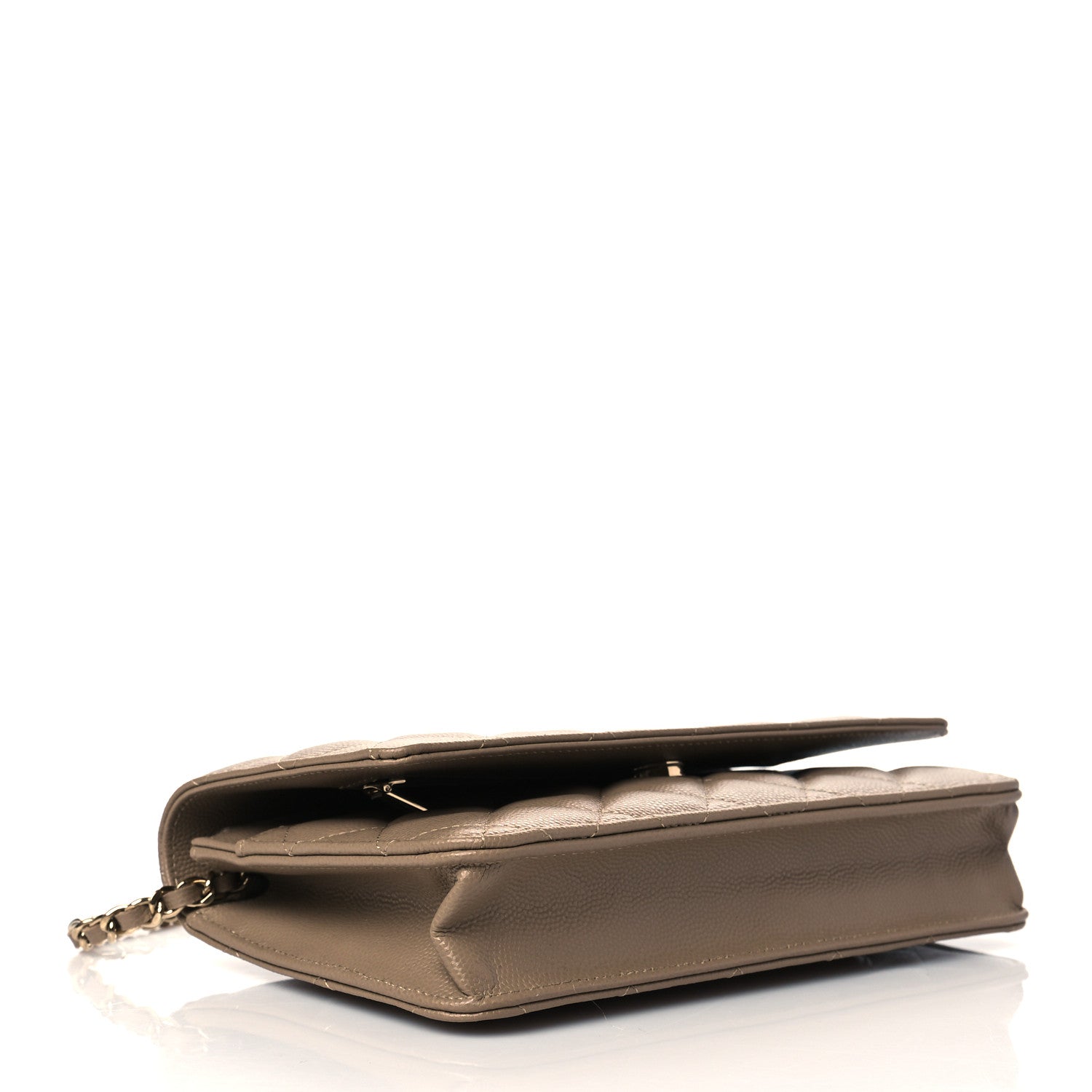 Chanel Metallic Caviar Quilted Wallet On Chain WOC Dark Gold 3 of 10