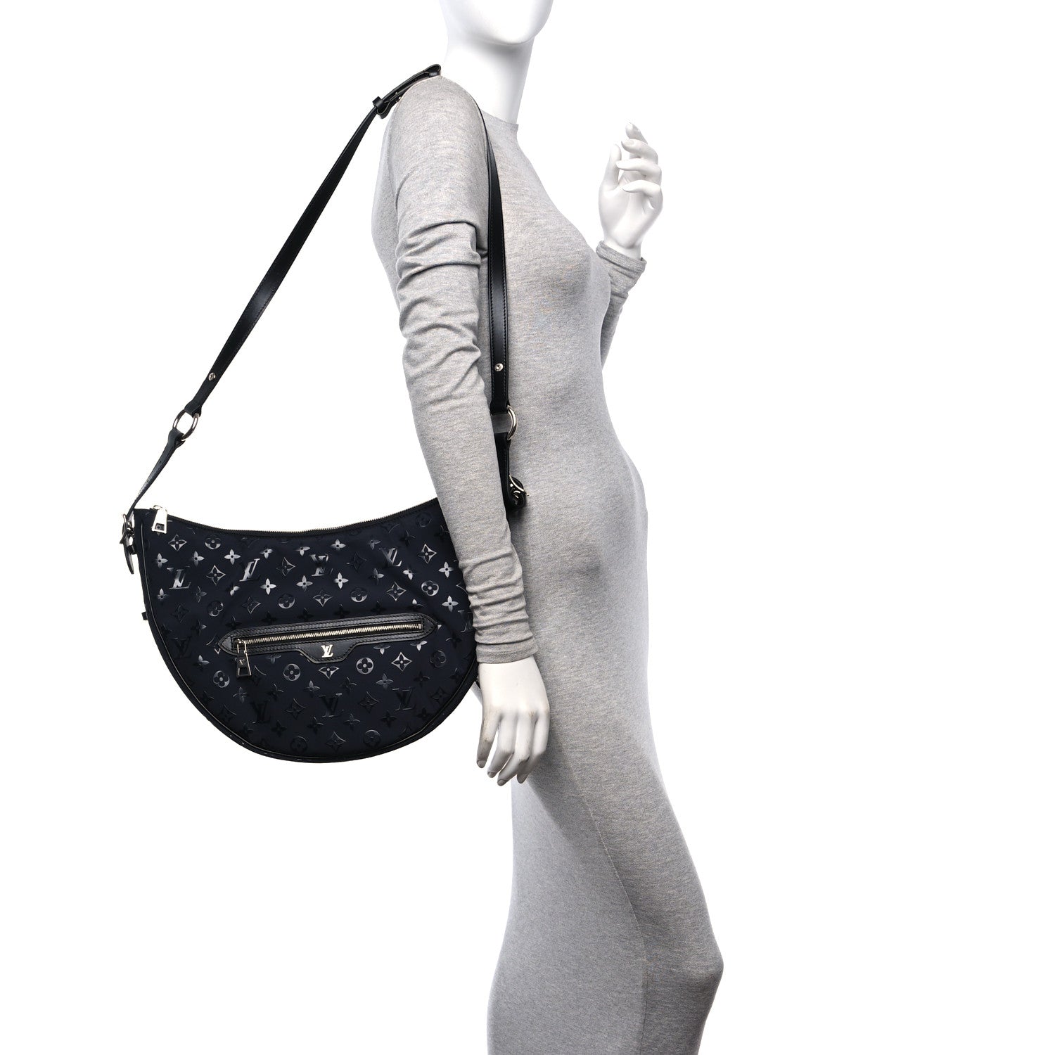 Louis Vuitton Nylon Monogram Loop Pocket Hobo Polar Night 2 of 9