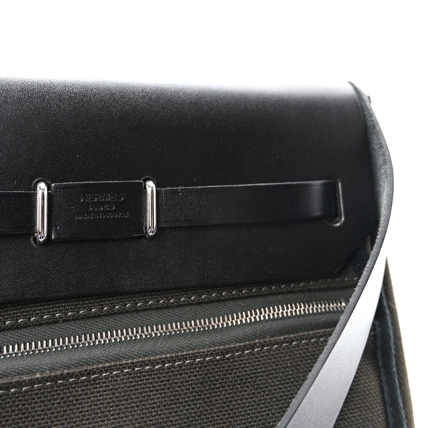 Hermes Military Toile Vache Hunter Herbag Zip Retourne 20 Vert De Gris Black 6 of 10