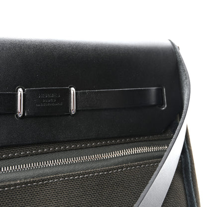 Hermes Military Toile Vache Hunter Herbag Zip Retourne 20 Vert De Gris Black 6 of 10