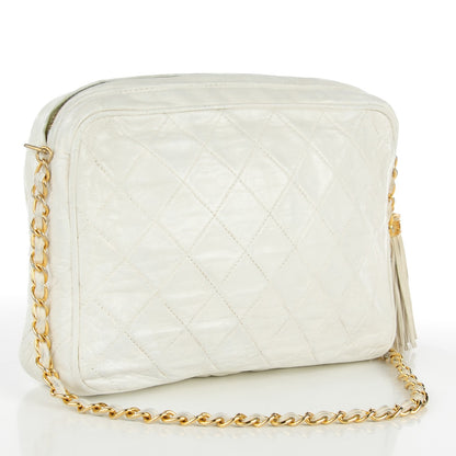 Chanel Lambskin Quilted Tassel Camera Case White 9 of 15