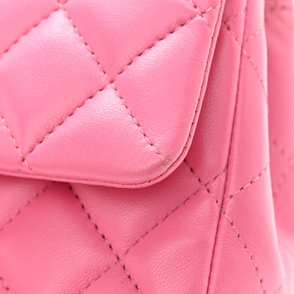 Chanel Lambskin Quilted Mini Rectangular Flap Dark Pink 14 of 14