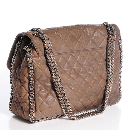 Chanel Washed Lambskin Chain Around Maxi Flap Bag Brown 3 of 6