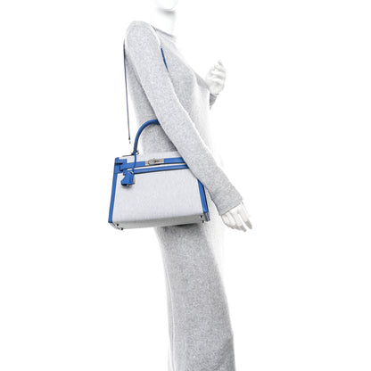 Hermes Toile Swift Kelly Sellier 28 Ecru Bleu France 2 of 11
