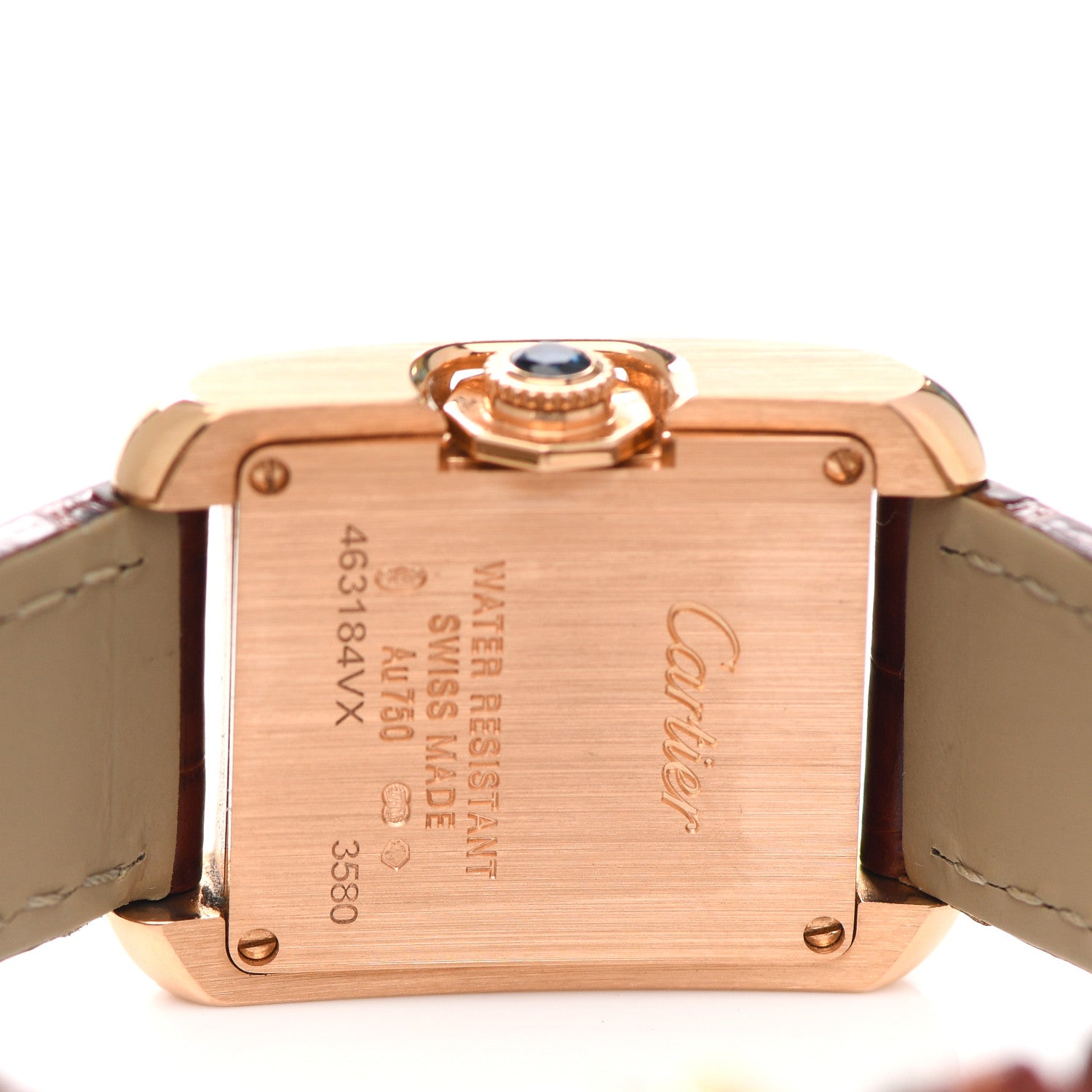 Cartier 18K Pink Gold Alligator 22mm Tank Anglaise Quartz Watch Brown 7 of 10