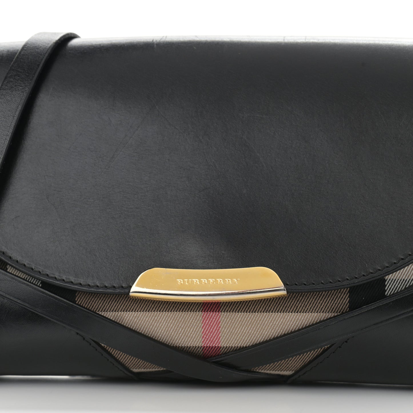 House Check Bridle Calfskin Small Abbott Crossbody Bag Black