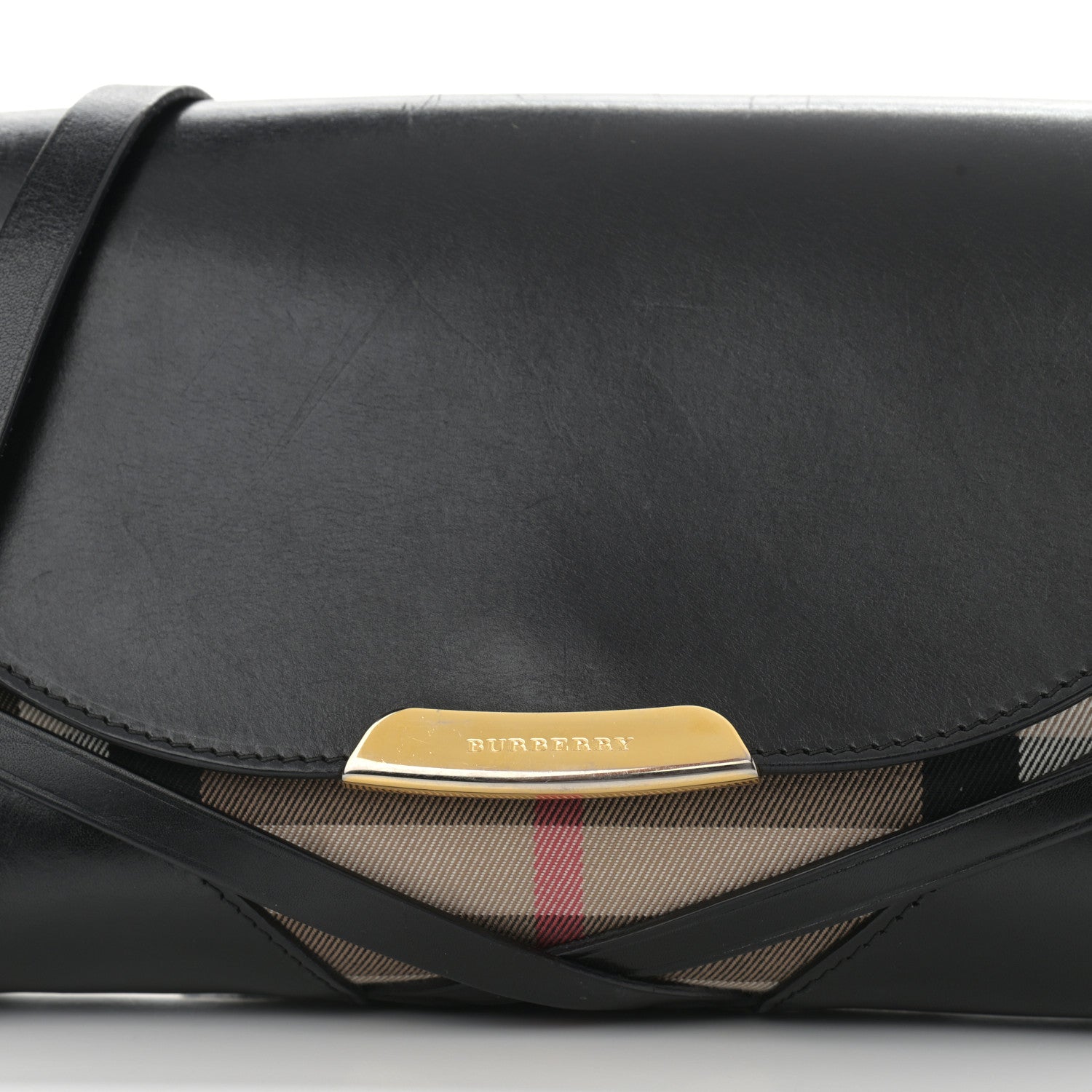 Burberry House Check Bridle Calfskin Small Abbott Crossbody Bag Black 12 of 20