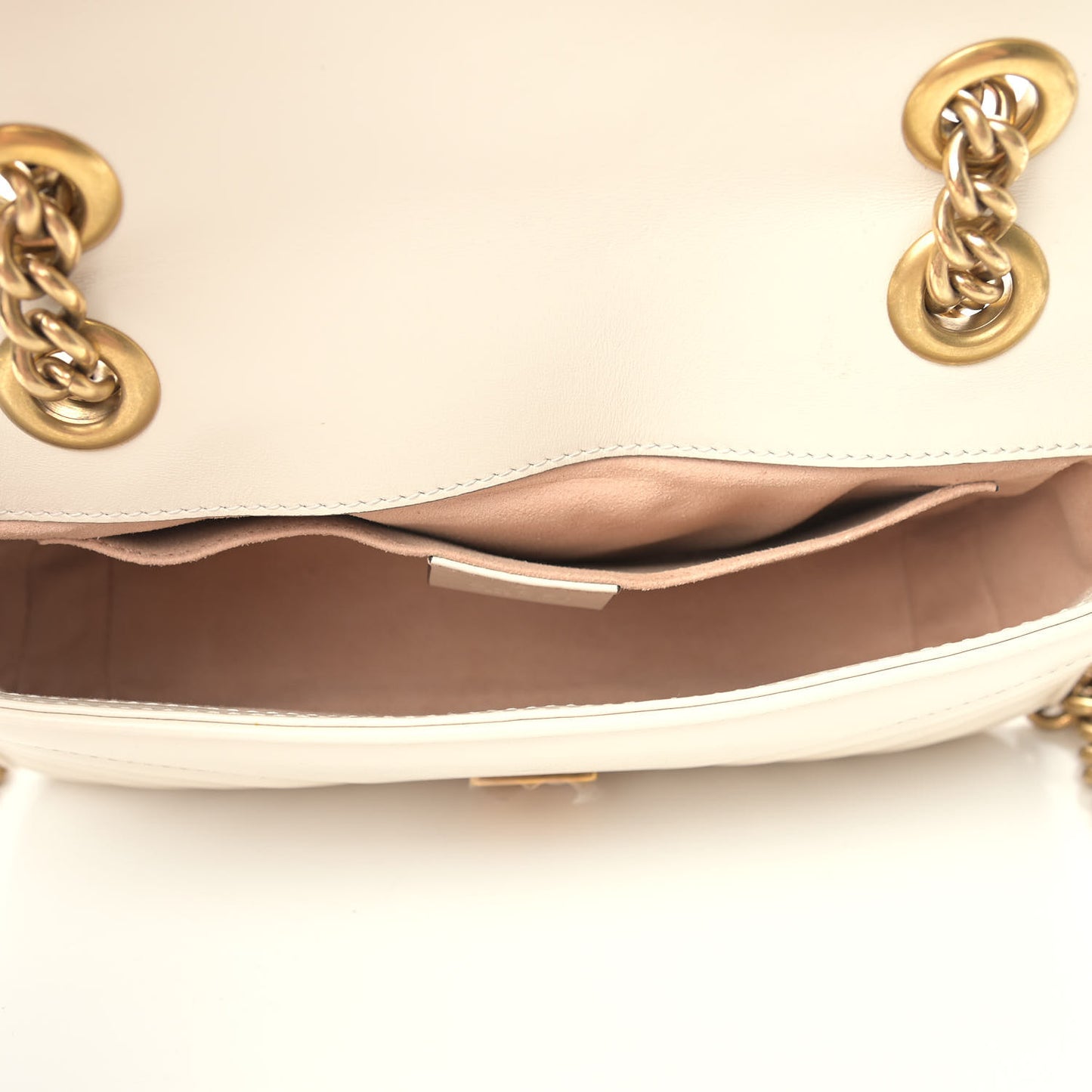 Calfskin Matelasse Mini GG Marmont Shoulder Bag White