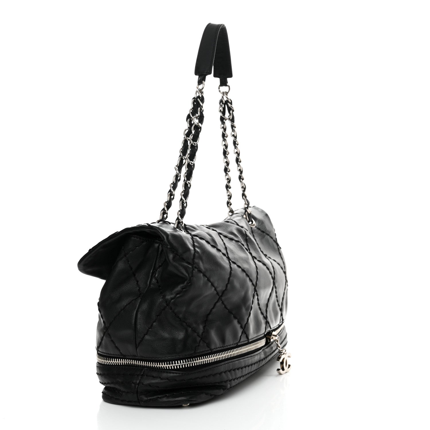 Chanel Calfskin Stitched Large Expandable Flap Bag Black 3 of 14