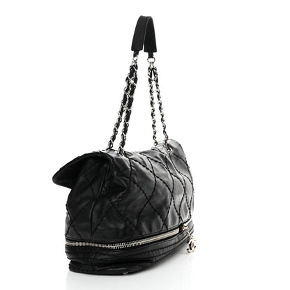 Chanel Calfskin Stitched Large Expandable Flap Bag Black 3 of 14