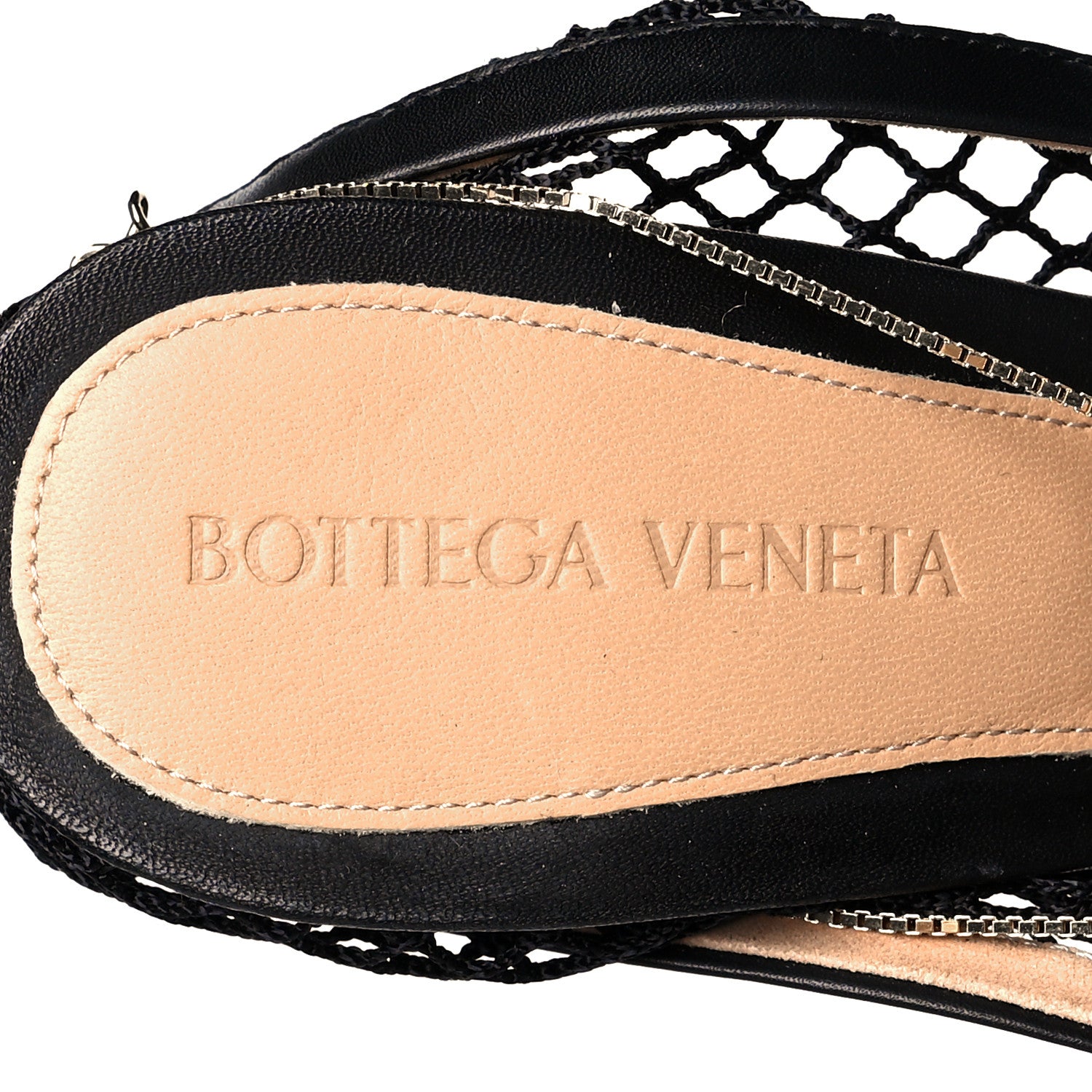 Bottega Veneta Mesh Calfskin Chain Stretch Pumps 36.5 Black 7 of 7