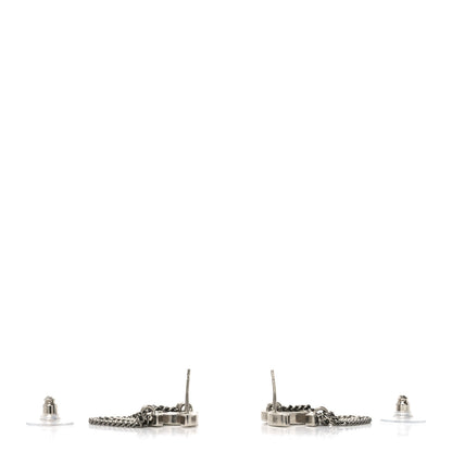 Chanel Crystal Chain CC Earrings Silver 3 of 4