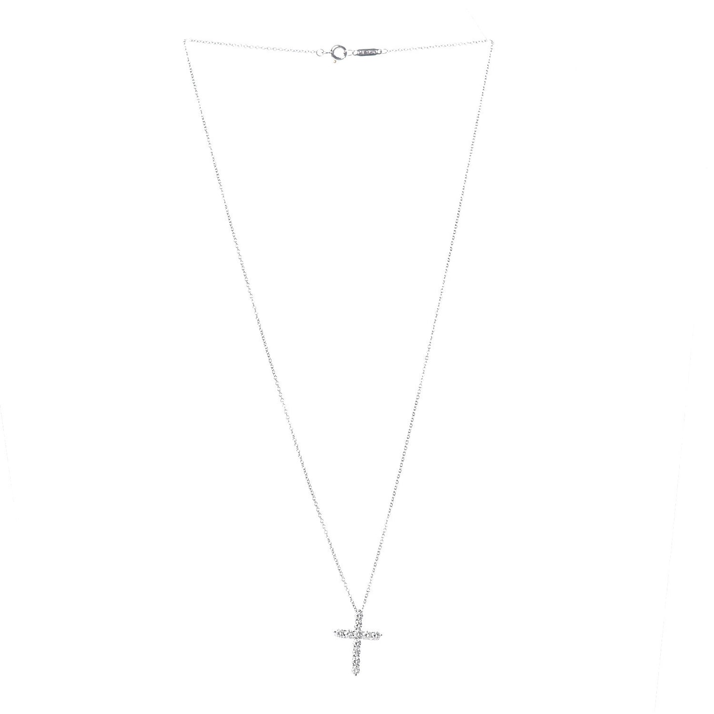 Platinum Diamond Small Cross Pendant Necklace