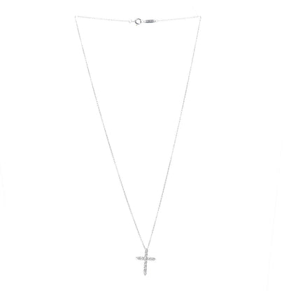 Tiffany Platinum Diamond Small Cross Pendant Necklace 3 of 6
