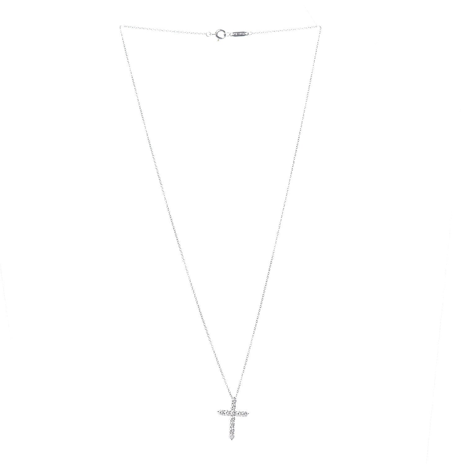 Tiffany Platinum Diamond Small Cross Pendant Necklace 3 of 6