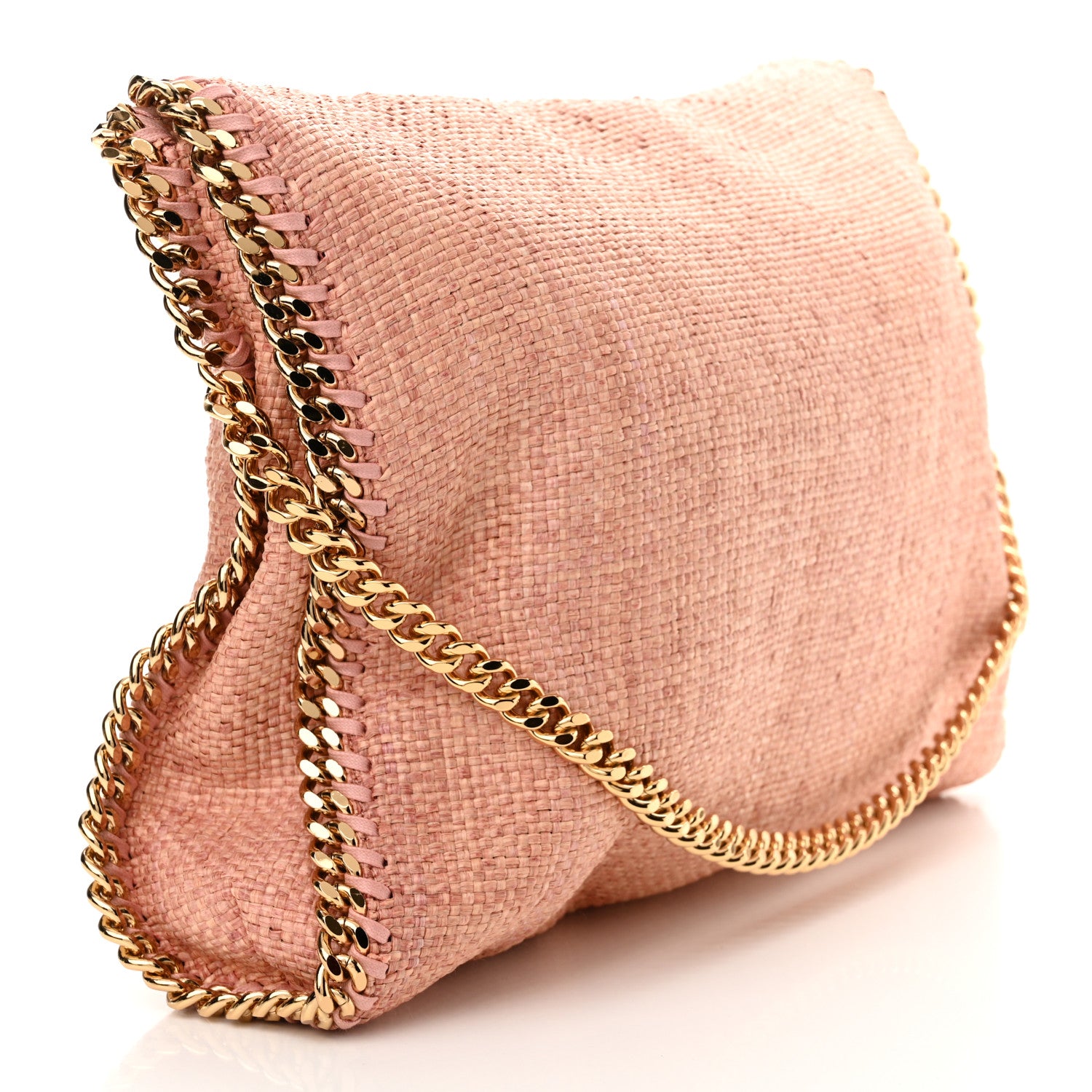 Stella McCartney Woven Raffia Falabella Fold Over Tote Pink Gold 3 of 9