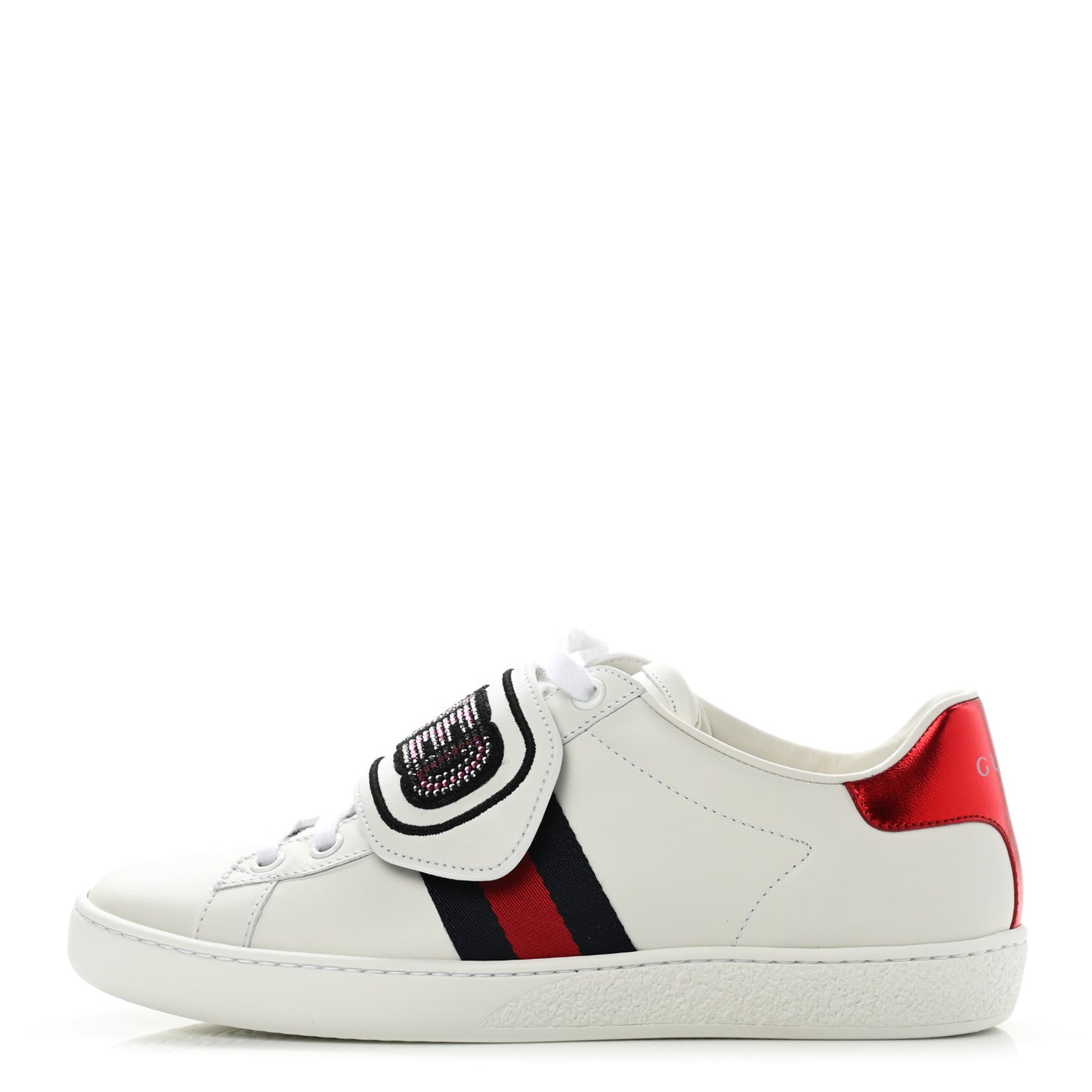 Calfskin Ayers Web Crystal LOVED Womens New Ace Sneakers 36 White