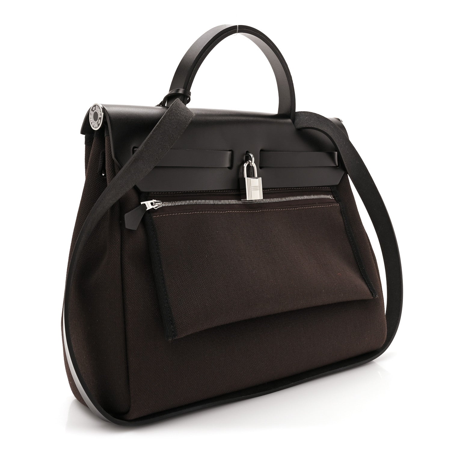 Hermes Military Toile Vache Hunter Herbag Zip Retourne 31 PM Black Ebene 4 of 10