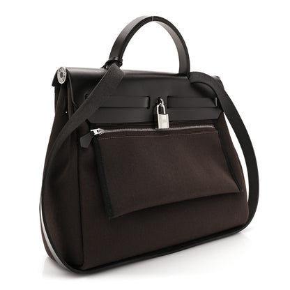 Hermes Military Toile Vache Hunter Herbag Zip Retourne 31 PM Black Ebene 4 of 10