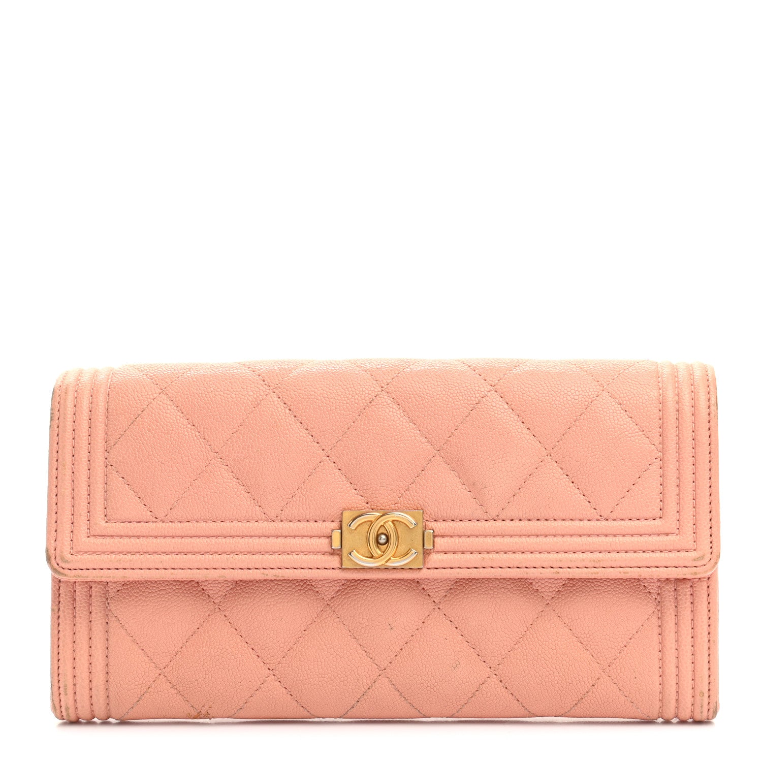 Chanel Caviar Quilted Large Boy Gusset Flap Wallet Rose Claire 1 of 17