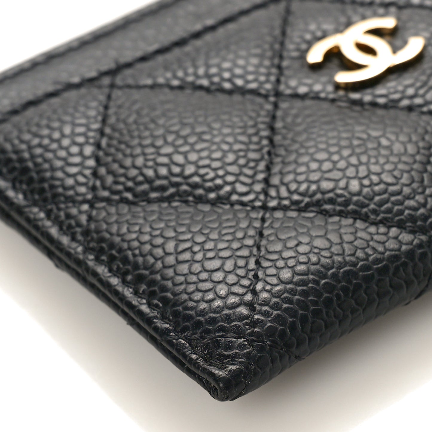 Caviar Quilted Card Holder Black