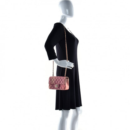 Chanel Metallic Lambskin Quilted Ombre Mini Rectangular Flap Pink 3 of 25