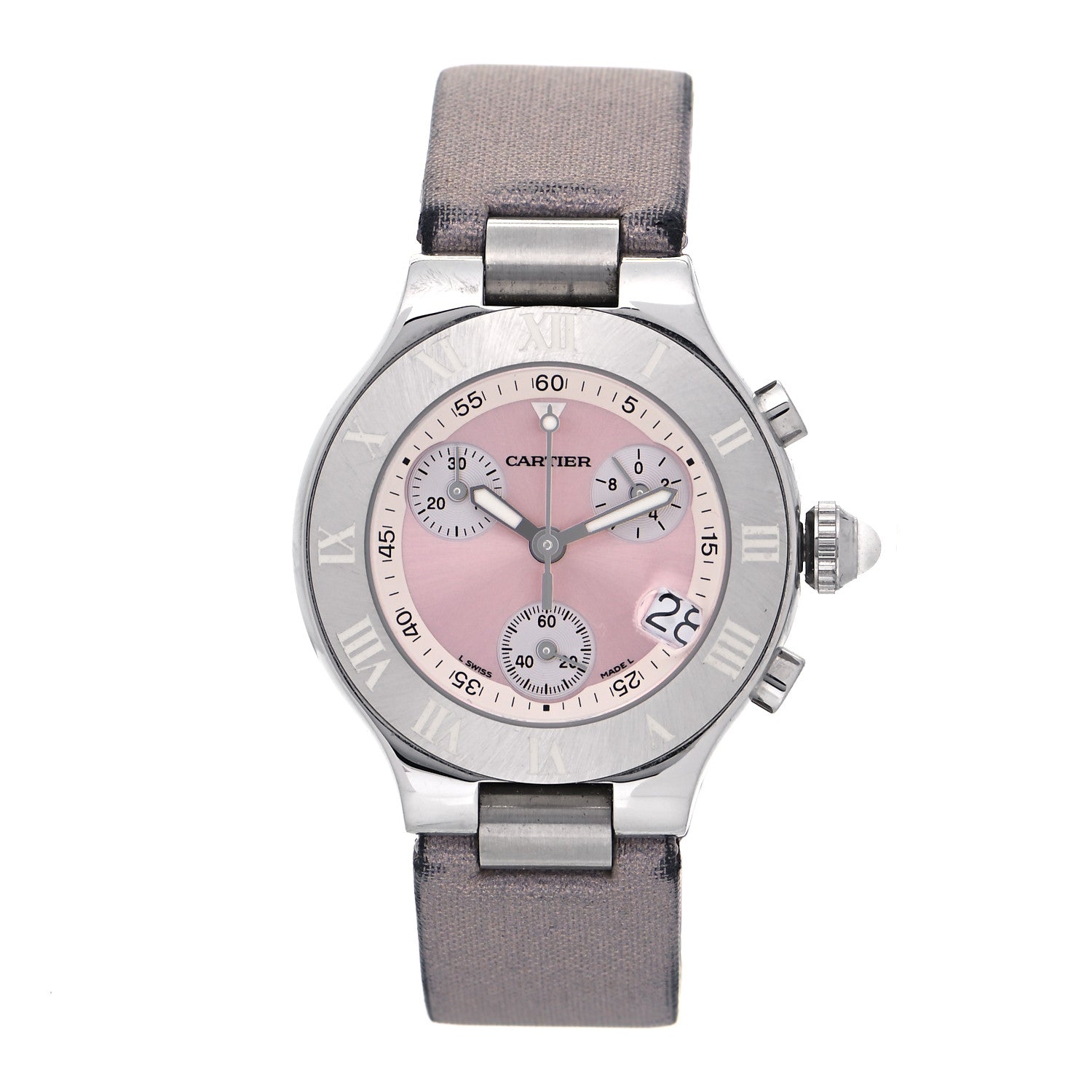 Cartier Stainless Steel Satin 32mm Must 21 Chronoscaph Quartz Watch Pink 1 of 4