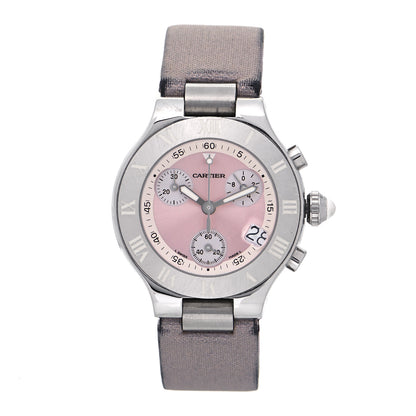 Cartier Stainless Steel Satin 32mm Must 21 Chronoscaph Quartz Watch Pink 1 of 4