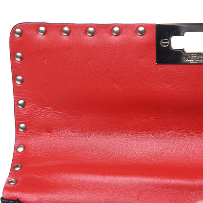 Valentino Garavani Grained Calfskin Medium Rockstud Spike Shoulder Bag Black White 11 of 12