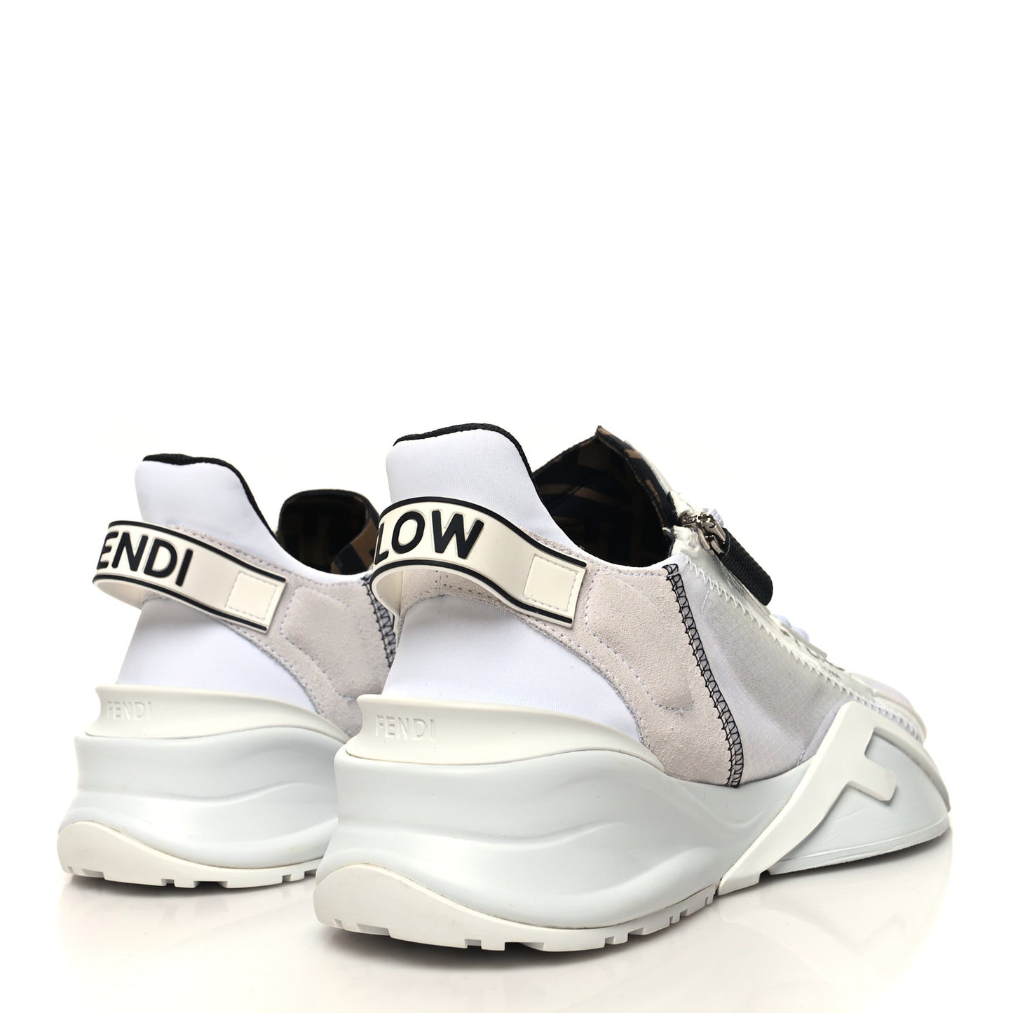 Nylon Suede Transparent Fendi Flow Low Top Sneakers 39 White