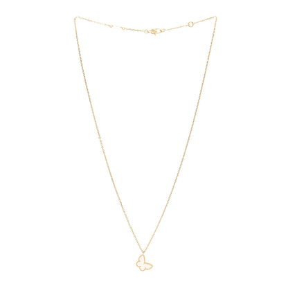 Van Cleef & Arpels 18K Yellow Gold Mother of Pearl Sweet Alhambra Butterfly Pendant Necklace 3 of 8