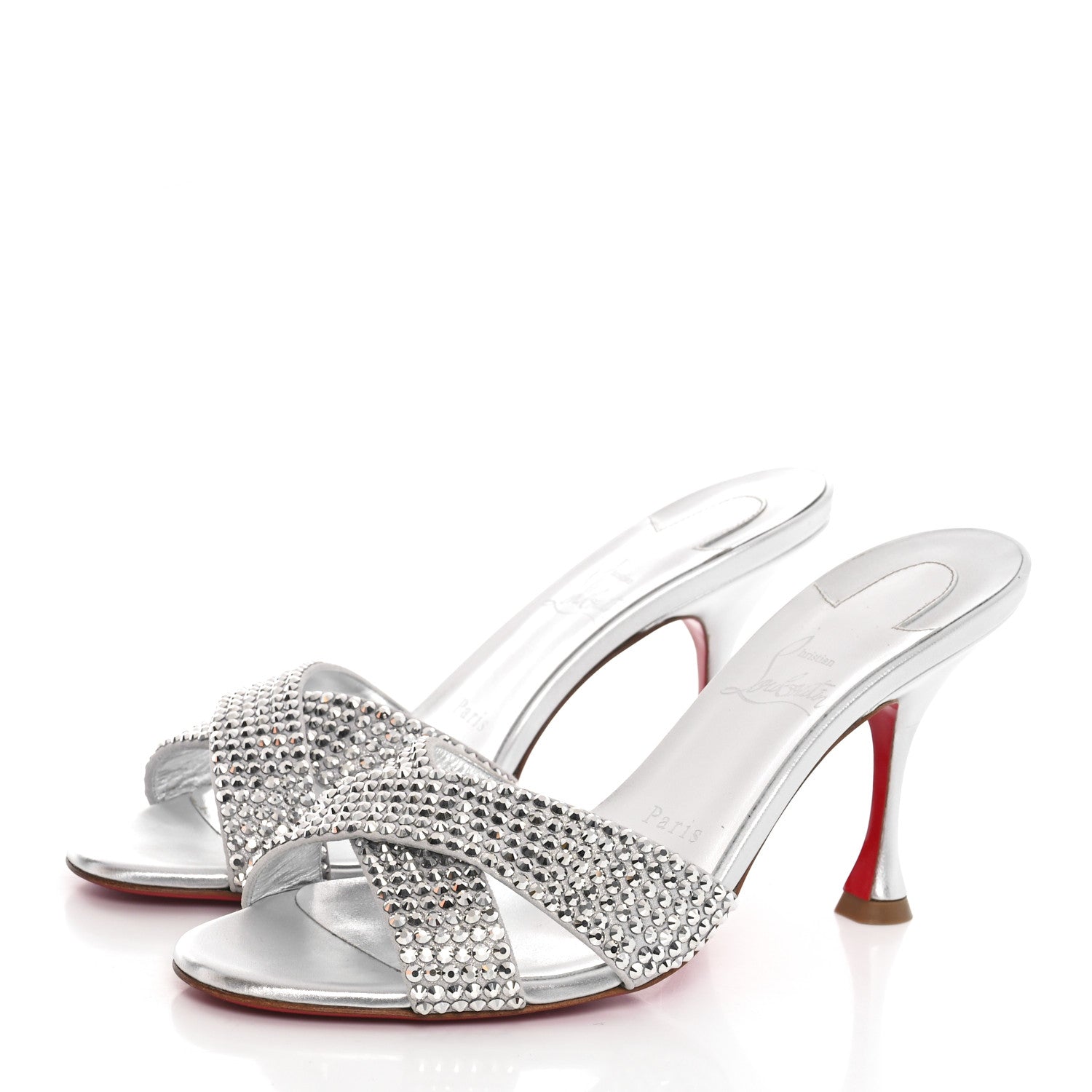 Christian Louboutin Suede Metallic Kid Lambskin Strass Mariza Is Back 85 Sandals 39 Silver 3 of 8