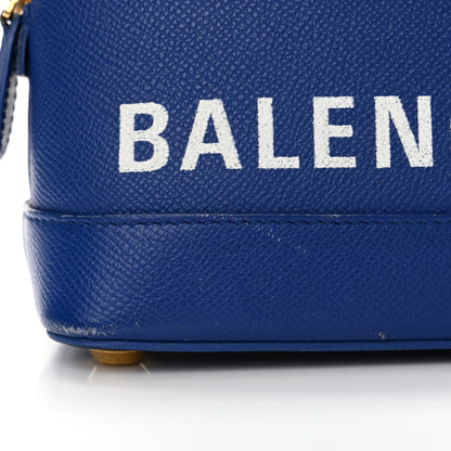 Balenciaga Signature Grained Calfskin Logo XXS Ville Top Handle Bag Bleu Roi White 12 of 19