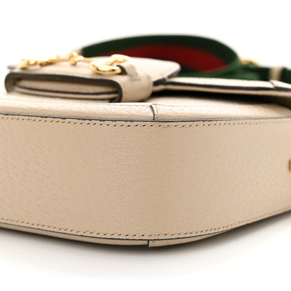 Gucci GG Supreme Monogram Textured Dollar Calfskin Web Mini Horsebit 1955 Shoulder Bag Beige Mystic White Oatmeal 10 of 12