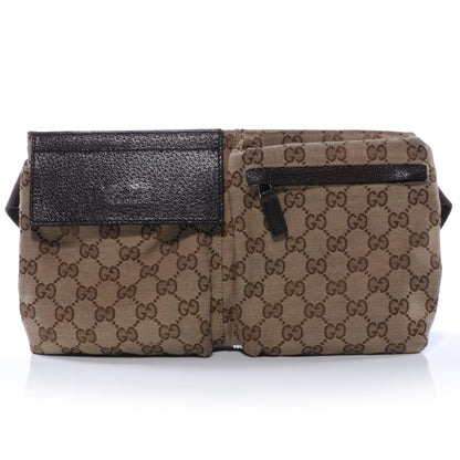 Gucci GG Monogram Web Double Pocket Belt Bag Ebony 1 of 7