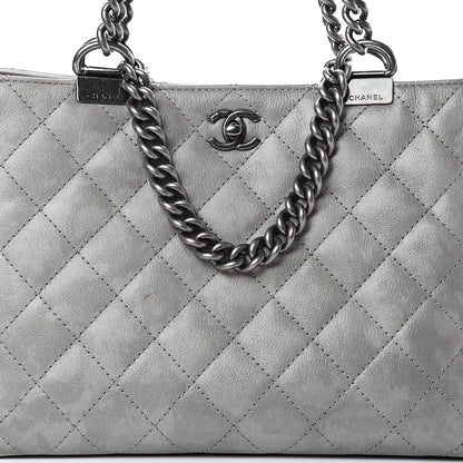 Chanel Metallic Calfskin Quilted Small Shopping In Chains Tote Silver 7 of 9
