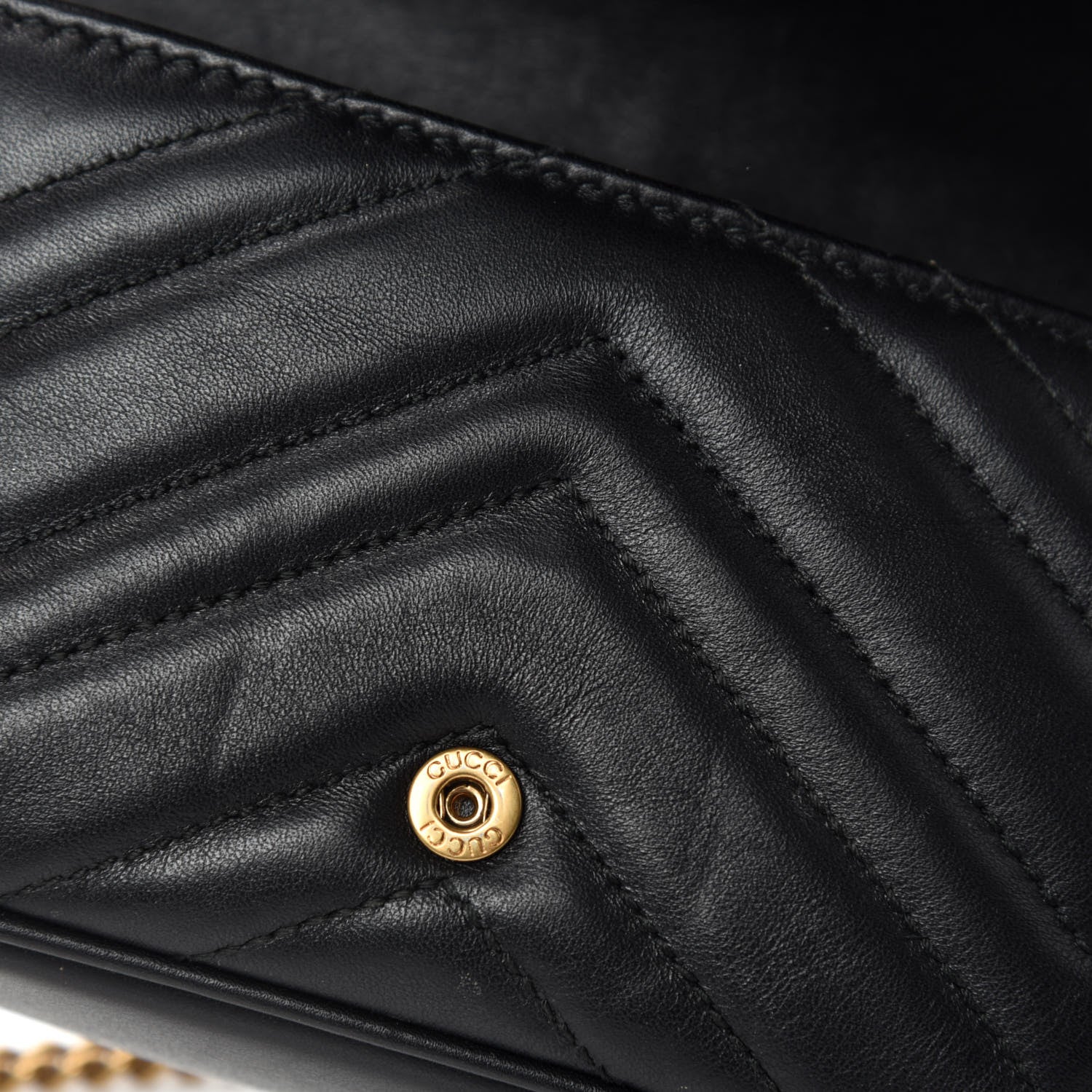 Gucci Calfskin Matelasse Super Mini GG Marmont Shoulder Bag Black 9 of 13