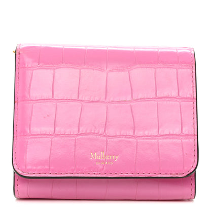 Mulberry Crocodile Embossed Calfskin Small French Continental Wallet Raspberry Pink 1 of 13