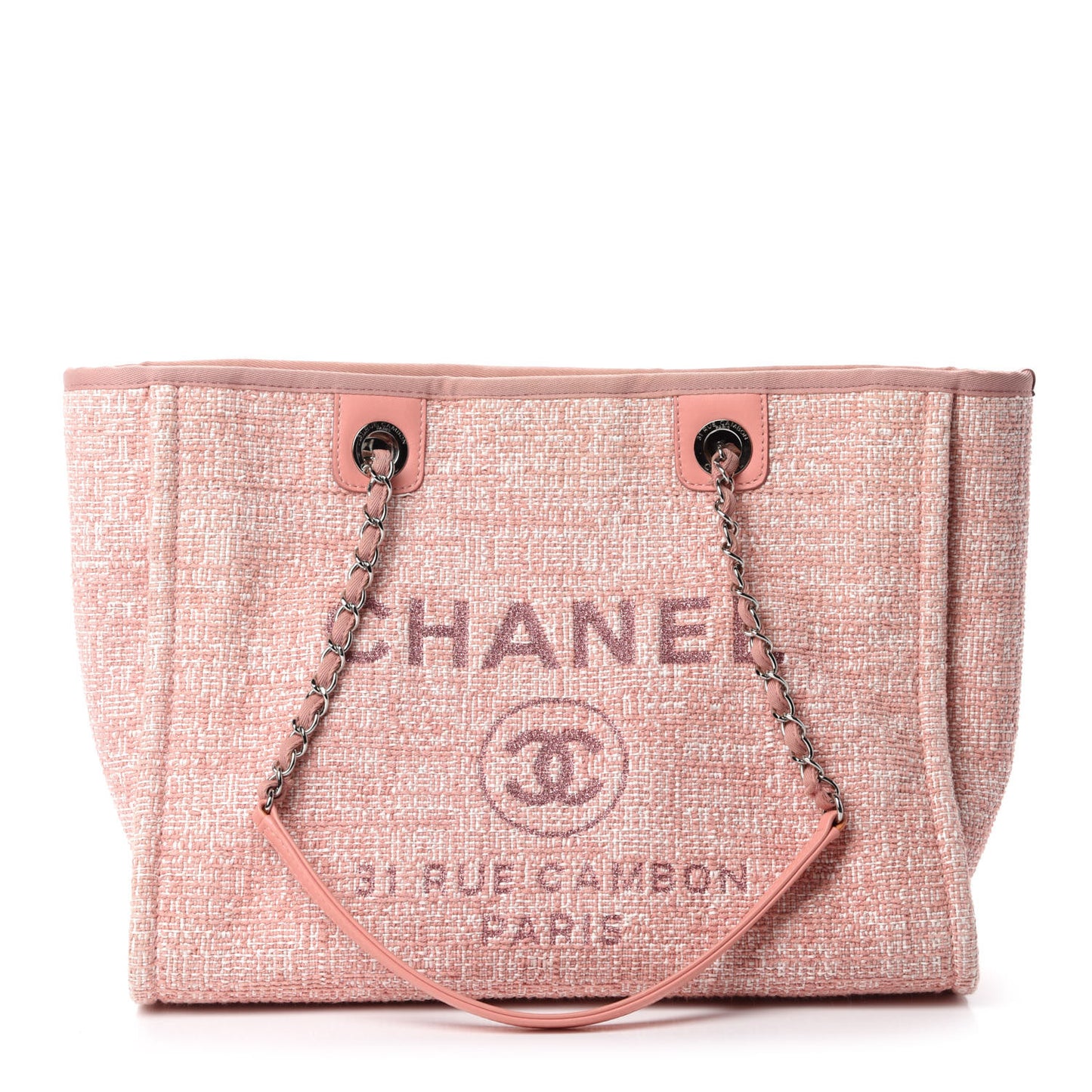 Straw Lurex Small Deauville Tote Pink